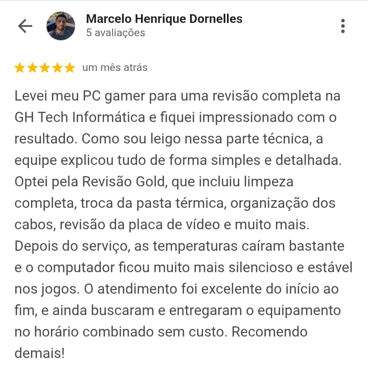 Avaliação de Marcelo Henrique Dornelles no Google